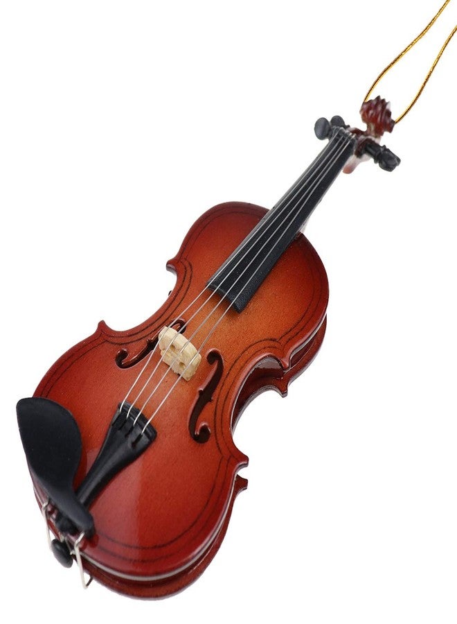 Dselvgvu Wooden String Miniature Violin Hanging Ornament Mini Musical Instrument Replica Holiday Tree Home Decoration Display Ornament (4.72" Violin) - Image 3